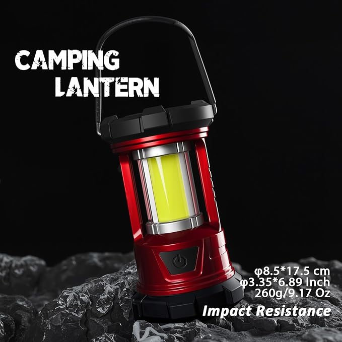 Rechargeable Camping Lanterns, 1500LM Camping Light with Phone Charger Compact Flashlights Torch, Portable Waterproof Hurricane Lanterns for Emergency, Outdoor, Power Outage