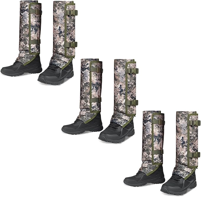 QOGIR Snake Gaiters 3 Pack: Durable Snake Guards for Hunting, Snake Gaiter Leggings for Men & Women, Snake Bite Protection for Lower Legs, Snake Proof Gaiters