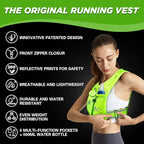 REVALI Zip Reflective Running Vests with Hydration Bottle, Adjustable Waistband & Breathable Material, Chest Pack Gear Phone Holder for Men & Women