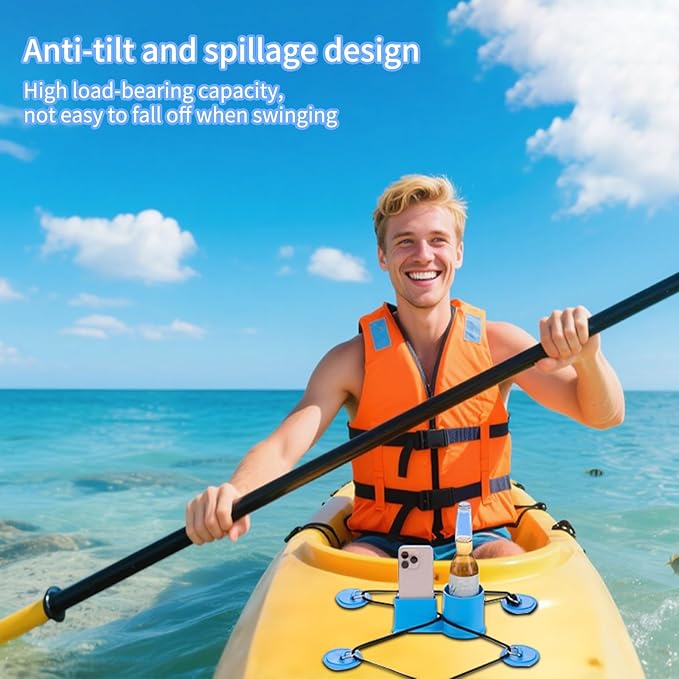 Paddleboard Cup Holder，Non-Tipping Kayak Cup Paddle Board and Stand Up Paddle Board Accessories，2 in 1 Stand Up Paddleboard Drink Holder for Types of Cup Bottle Drink & Phone Holder