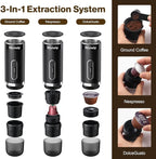 Portable Espresso Maker for Travel, Camping Coffee Machine, Electric Self-Heating With USB-C, Ground Coffee Compatible with Nespresso & Dolce Gusto for RV, Outdoor, Office (black)