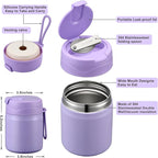 17oz Soup Thermo for Hot Food Kids,Insulated Food Jar with Spoon,Thermo Hot Food Lunch Container,Wide Mouth Leakproof Stainless Steel Lunch Box for School-Purple