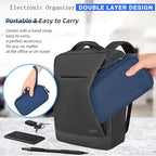 CAAORDKSO Electronic Organizer Travel Cable Accessories Bag, Double Layer Tech Pouch Accessories Carry Case, Travel Essentials for Cable, Cord, Charger, Phone, Power Bank, Earphone (Navy Blue, Large)