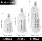 GYGYL Soft Flask, TPU Collapsible Soft Water Bottle for Hydration Pack, Running Vest, Leak-Proof Folding Water Bottle for Hiking Cycling Climbing Jogging-250ml White, 2pcs