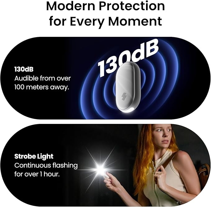SwitchBot 130 dB Personal Safety Alarm for Women with Apple Find My APP, Extra-Loud Siren & Strobe Light, Waterproof Self Defense Keychain for Women, College Girls and Kids (Blue)