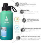 Farsea Insulated Water Bottle With Paracord Handle, Protective Silicone Boot and 2 Lids (Straw Lid & Spout Lid), Stainless Steel Water Bottle Wide Mouth, Double Wall Sweat-Proof BPA-Free, 32 oz