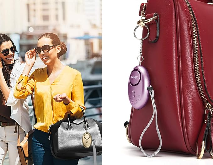 Personal Alarm for Women 140DB Emergency Self-Defense Security Alarm Keychain with LED Light for Women Kids and Elders-2 Pack (Gold & Purple)