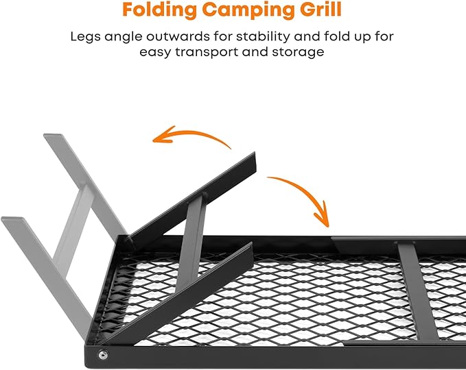 Stanbroil Folding Campfire Grill Grate, Outdoor Portable Camping Grill for Camping Cooking Fire Pit, 17.5" x 12.2"