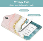 Rimilak 3 Pcs PU Leather Luggage Tags for Suitcase, Travel Cruise Luggage Tag with Privacy Flap, Name ID Label and Metal Loop for Women Men Baggage Handbag School Bag Backpack, Beach