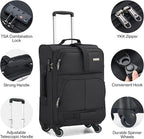 Hanke 28 Inch Softside Expandable Luggage with Spinner Wheels,Check Large Luggage Rolling Suitcase Travel Luggage with TSA Approved,Black