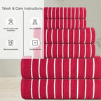 CASA COPENHAGEN Ecstatic 6Pcs 100% Egyptian Cotton Large Designer Towels Gift Set- Pink, 600GSM, 2Bath 2Hand 2Washcloths, Bath Towels for Bathroom Set for Women & Men