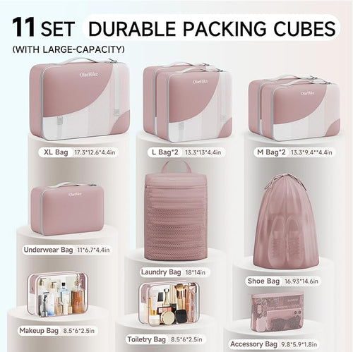 11 Set Packing Cubes for Travel, Gifts for Women Mom,Anti-Tearing Suitcase Organizer,OlarHike Vacation Essentials & Accessories for Cruise Ship