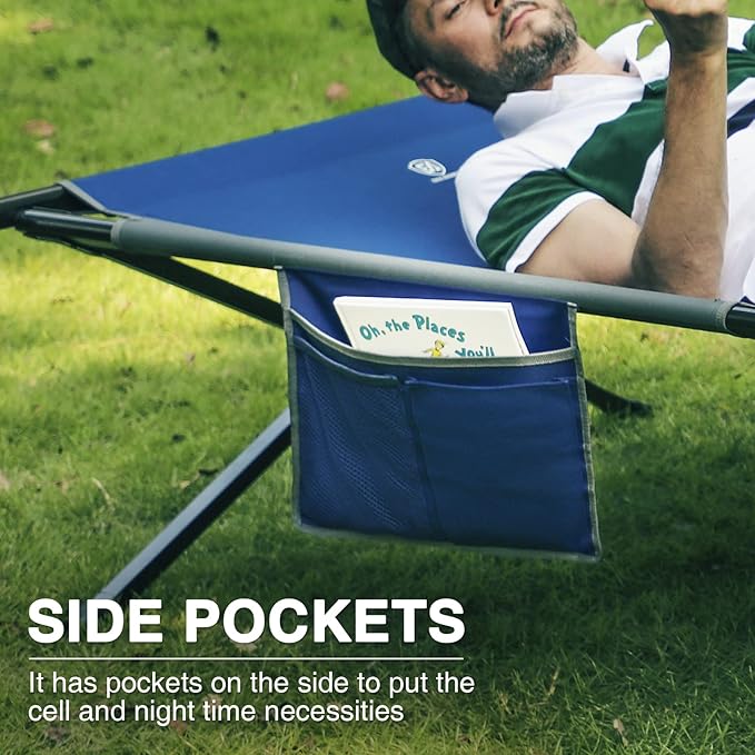 EVER ADVANCED Extra Wide Camping Cot for Adults Oversized XXL Sleeping Cots Folding Cot Bed with Carry Bag, 84.3" L x 41.9" W, Support to 550 lbs