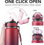 Enerbone 32 oz Insulated Water Bottle, Stainless Steel Bottle with Carrying Strap, Double-Wall Vacuum Insulation Design, Leakproof Sports Bottle with Straw, Keep Drinks Cold or Hot for Hours