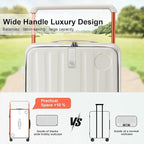 Hanke Multifunctional 26 Inch Checked Luggage Hard Shell Suitcases with Wheels Travel Trunk Style Luggage Large Rolling Suitcase for Women Men(Ivory White)