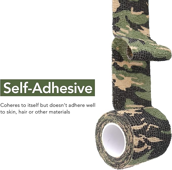 RISEN Cohesive Bandage 2” x 5 Yards, 6 Rolls, Self Adherent Wrap Medical Tape, Adhesive Flexible Breathable First Aid Gauze Ideal for Stretch Athletic (Multicolor Camouflage)