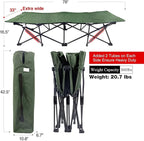 REDCAMP Oversized Camping cots for Adults 500lbs,33'' Extra Wide Tall Sleeping Cots Heavy Duty, XL Cots Portable for Outdoor Indoor Office, Green
