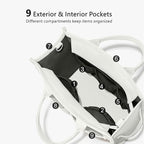 TOPDesign Heavy-Duty Canvas Tote Bag for Women, Adjustable Crossbody/Shoulder Handbag with 9 Pockets, Everything Tote