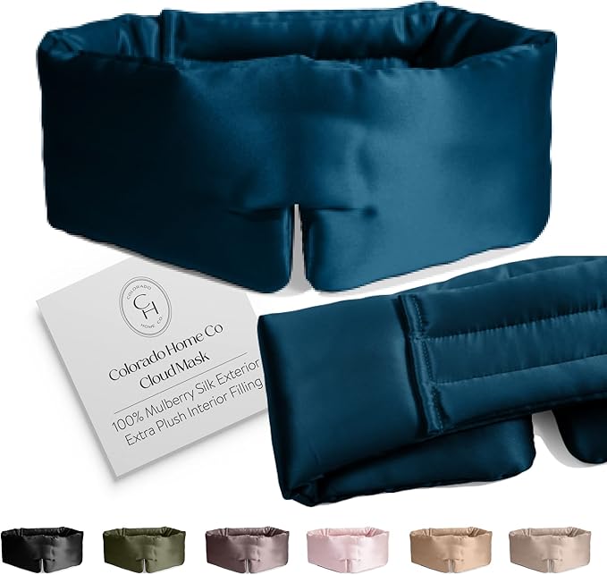 SUNDAYSILKS™ | Adjustable Silk Sleep Mask for Side Sleeper | Cloud-Like Comfort, Weighted for Deep Sleep | Soft Sleep Face Mask for Women & Men, Full Blackout, Cooling Silk Eye Mask for Sleeping