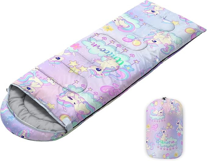 Sleeping Bags for Adults Youth Kids,3D Printing Camping Sleeping Bag for Girls Boys Lightweight Waterproof Cold/Warm Weather Sleeping Bag for 3 Seasons