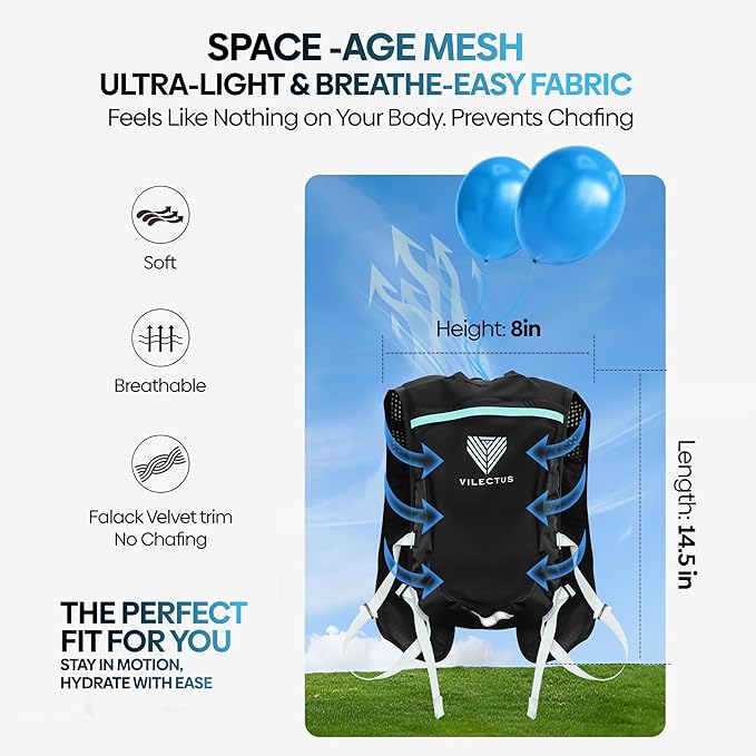 Running Vest for Women Men - Hydration Backpack with Cooling Towel & Tube Cleaner, 2.0L Water Bladder Bag, Lightweight Reflective Backpack for Hiking, Marathon & Trail Running Hydration Vest