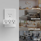 oviitech 3 Outlets 3-Prong Swivel Wall Adapter, Grounded 180 Degree Electrical Plug Adapter, Indoor Rated,White.