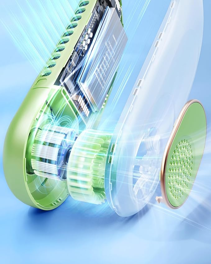 SWEETFULL Portable Neck Fan 360° Cooling Bladeless Personal Fan | No Hair Twisting - 4000mAh USB Rechargeable Wearable Fan for Travel, Birthday Gifts for Men, Women, Mom, and Dad