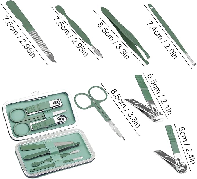 Manicure Kit Bulk, Nail Clippers Set Stainless Steel Fingernail Clippers Set, Sturdy Nail Tip Cutter Trimmers Professional Grooming Toenail Clippers Personal Pedicure Kits 7 in 1(Multicolour 12 Pack)