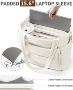 Puffer Tote Bag for Women, Lightweight Puffy Work Handbag Teacher Nurse Quilted Shoulder Bag for School Travel Gym