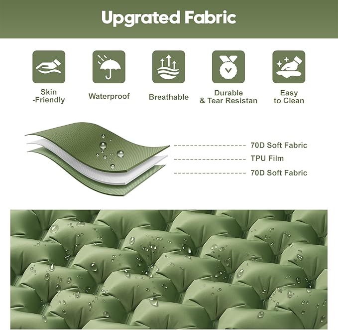 Double Sleeping Pad for Camping – 4” Thick Inflatable Camping Mattress 2 Person, Built-in Foot Pump & Pillow, Ultralight Self-Inflating Camping Mat for Tent, Hiking, Backpacking, Traveling