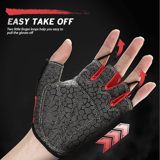 Bike Gloves for Men Women with Anti-Slip Shock-Absorbing Pad, Light Weight Half-Finger Cycling Gloves