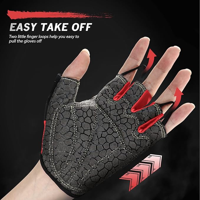 Bike Gloves for Men Women with Anti-Slip Shock-Absorbing Pad, Light Weight Half-Finger Cycling Gloves