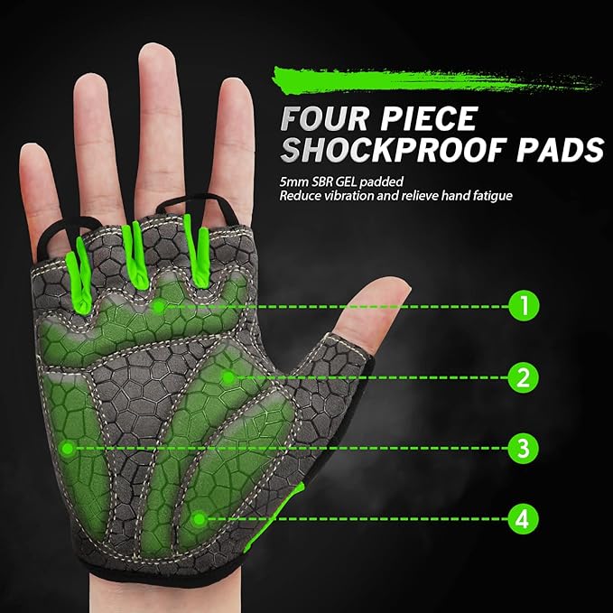 Bike Gloves for Men Women with Anti-Slip Shock-Absorbing Pad, Light Weight Half-Finger Cycling Gloves