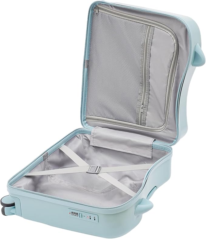 18-Inch Kids Ride-On Suitcase - Cute Lightweight Trolley Luggage with 4 Silent Spinner Wheels & Lock for Travel - Perfect for Ages 3-6 (Sky Blue)
