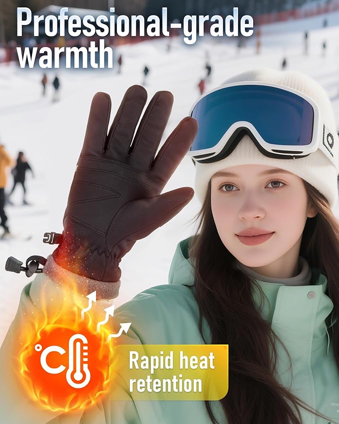 Winter Gloves Men Women,Waterproof Windproof Touchscreen Thermal for Cold Weather Outdoor Running Cycling Hiking