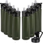 HASLE OUTFITTERS Insulated Water Bottle 22 oz Double Wall Stainless Steel Water Bottle Wide Mouth with Straw Lid & Spout Lid Keeps Cold or Hot(Army Green,8)