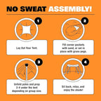 SUN NINJA Beach Tent Sun Shelter UPF50+ - Easy Pop Up Beach Canopy - Outdoor Shade for Camping Trips, Fishing, Backyard Fun Picnics - Sand Shovel, Ground Pegs & Stability Poles