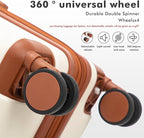 luggage sets 3 Piece with Spinner Wheel,100% PC Material Lightweight Durable,Expandable Carry On Travel Hardside Suitcase sets with TSA Lock for Men and Women (White+brown)