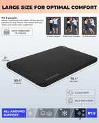 KingCamp Self Inflating Sleeping Pad, R 7.9 Air & Foam Camping Mattress 2 Person, 3" Thick Full Size Double Sleeping Pad with Pump Sack for Camp Tent Outdoor Car, PVC Free (Black)