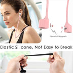 Mooyavia 1 Pack Ultra Strong Magnetic Anti-Lost Straps for AirPods, Colorful Soft Silicone Sports Lanyard Compatible with AirPods 1&2 / AirPods 3rd / AirPods Pro 1st&2nd Gen, Neck Rope Cord - Pink