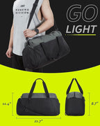 BAGSMART Gym Bags for Men Women, Foldable Travel Duffle Bag, Lightweight Weekender Duffel Bag With Shoe Compartment, Water Resistant Workout Duffle Sports Bag for Travel Yoga, Black