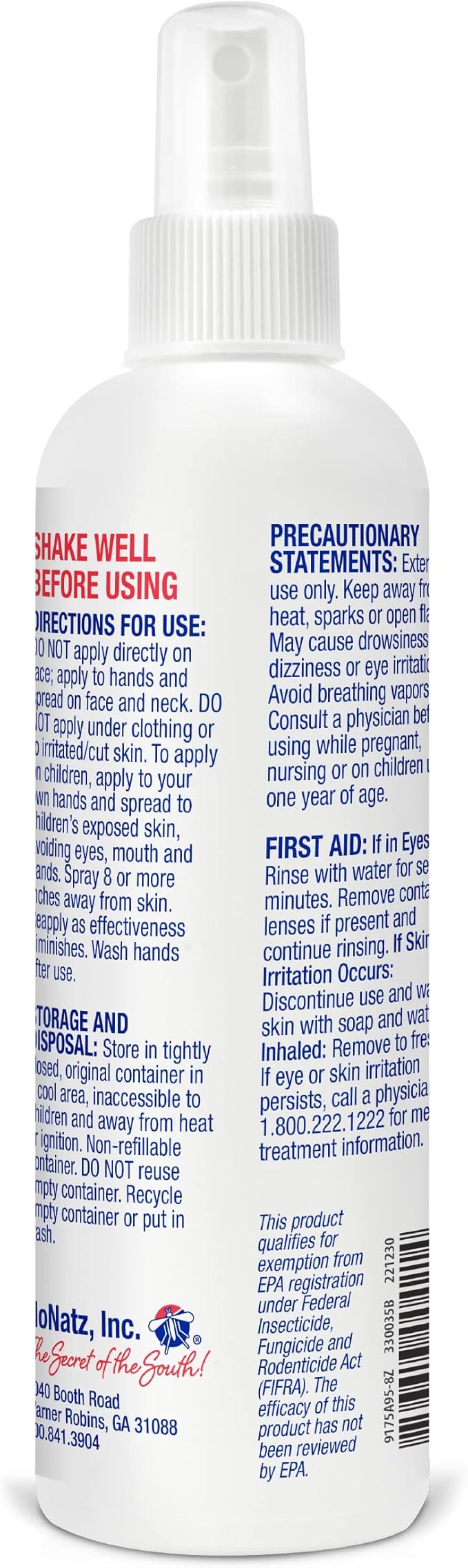 No Natz Botanical Bug Repellent, Effective for Gnat, Mosquito, and Biting Flies, Hand-Crafted and DEET-Free, Non-Greasy Formula, 8 Ounce and 2 Ounce Spray Bottle, 2-Pack