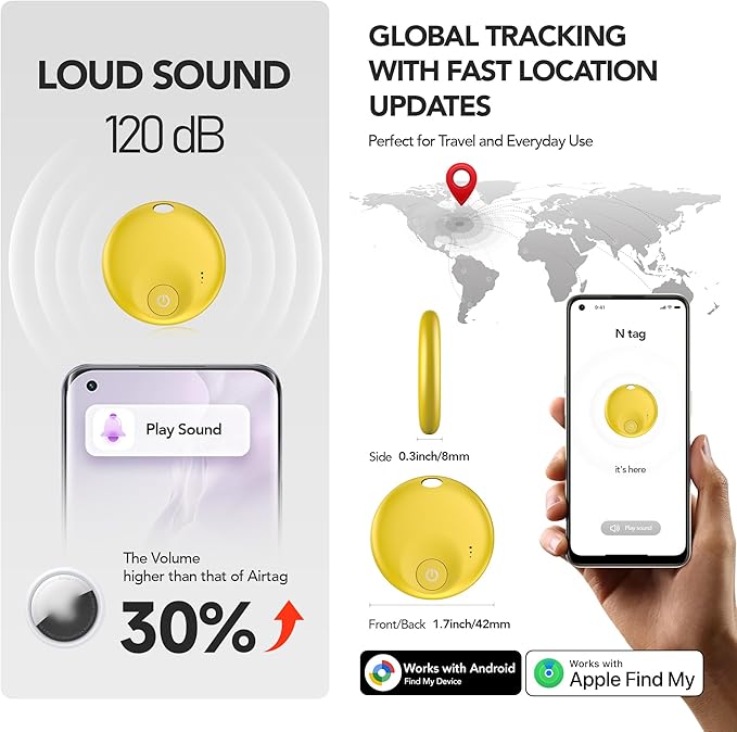 Air Trackers -4 Pack: Bluetooth Tracker Tag, Item Finder Works with Find My App, Trakcer Tag Locator for Your Keys, Wallet, Luggage, Backpack, and More. (Black-4-Dual, 4)