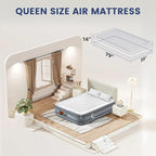 Eclipse Series Queen Air Mattress with USB Rechargeable Built-in Pump, Wireless Inflatable Airbed, Durable Leakproof Design, Portable for Home & Camping