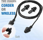 Tondiamo 200 Pairs Ear Plugs Reusable Silicone Earplugs with Cord Sleeping Individually Wrapped Hearing Protection Noise Cancelling Earplugs for Work Construction Shooting Sports (Black)