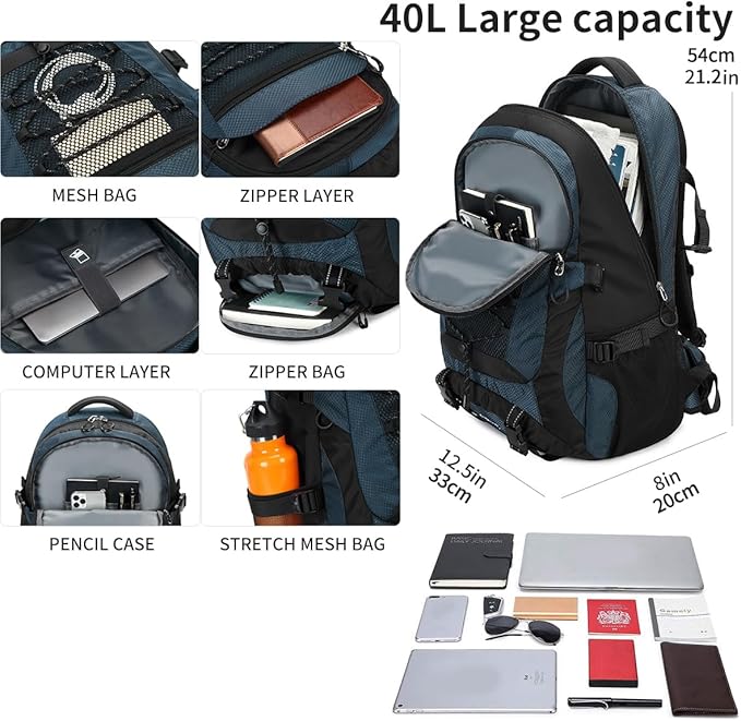 BOVIP 40L Hiking Backpack Waterproof Lightweight Daypack Travel Sports Camping Backpack for Men Women