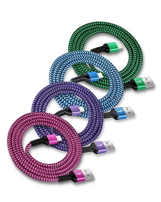 USB A to Lightning Cord, 4Pack/3Ft Nylon Braided iPhone Charger Cable, Apple Approved Fast Charging Power Wire for iPhone 14, 14 Pro Max, 13 Pro Max, 13Pro, 13, 13 Mini, 12 11 10 XR XS X 8 Plus 7 6 6s