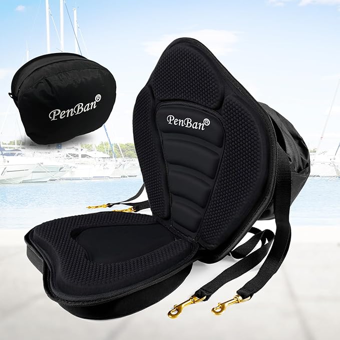 Universal Deluxe Kayak Seat Cushion with Storage Bag for Kayak,Padded Boat,SUP,Canoe,Fishing Boat,Seats with 4 Adjustable Straps