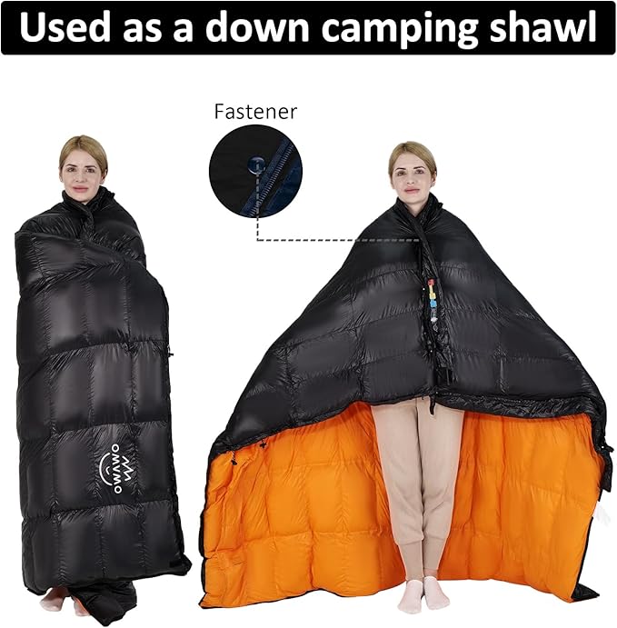 -10°F 0°F 10°F 15°F Down Sleeping Bag for Adults,800/650 Fill Power,Ultralight Wearable 4 Season Cold Weather Rectangle Sleeping Bag for Camping Hiking,Can be Used as a Down Blanket or Cloak