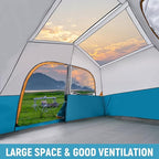 HIKERGARDEN 6-8 Person Camping Tent - Portable Family Cabin Tent for Camp, Windproof Fabric Camp Tent Outdoor for Hiking, Backpacking, Traveling